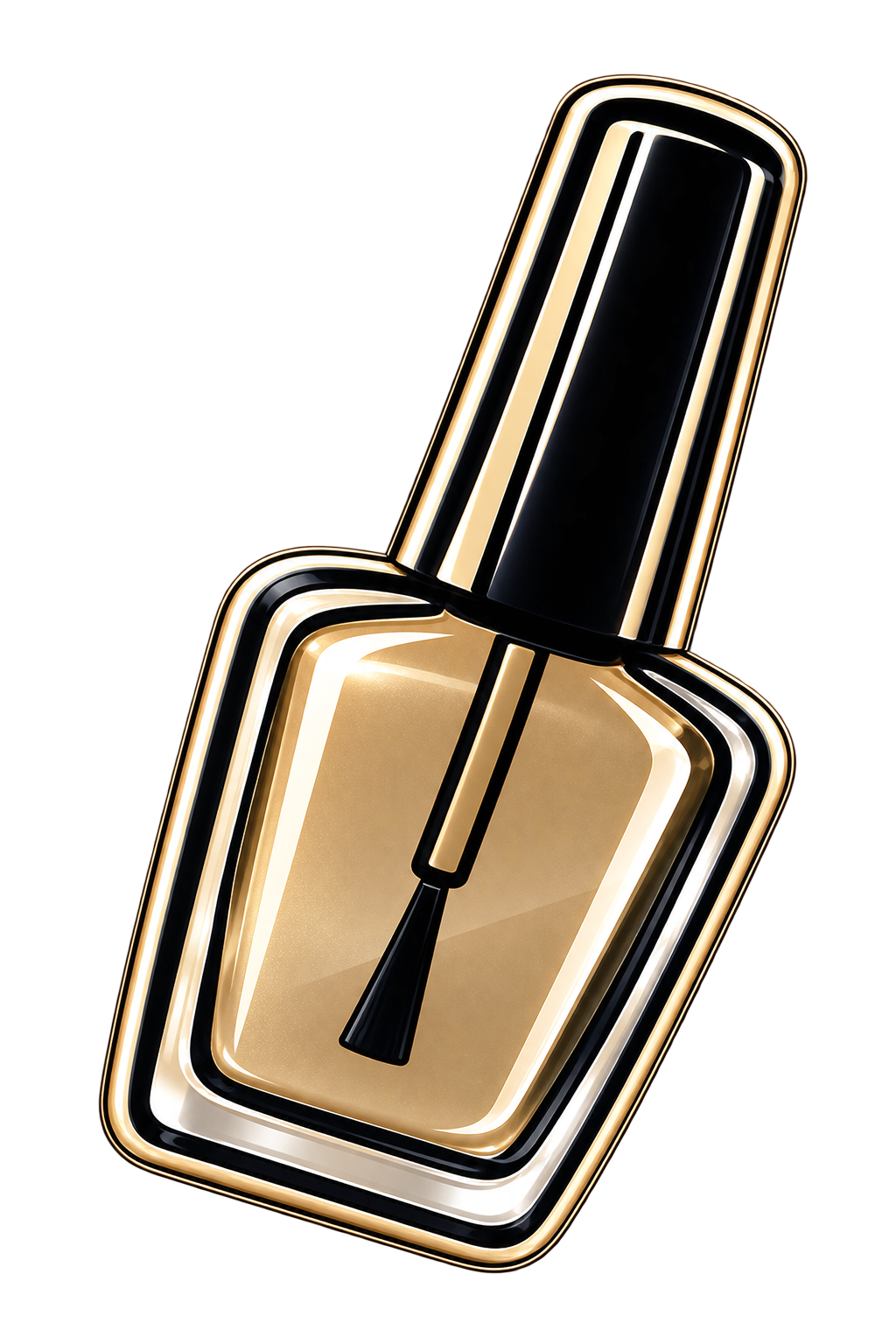 Nagellackfläschchen in Gold und Schwarz